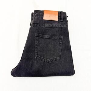 Princess Polly High Rise Button Fly Raw Hem Charcoal Black Denim Jeans Size 6